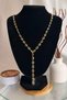 Square Stone Detail Y Model Colorful Steel Women's Necklace - 2