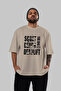 Squat Bench Deadlift Oversize Front Printed Beige T-Shirt 100% Cotton Streetwear Premium Comfortable Fit - 5