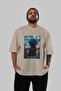 For Dog Lovers 3 Front Dog Prints Beige Oversize T-Shirt 100% Cotton Unisex Dog Lover Premium Design - 5
