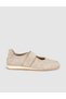 Melato Genuine Leather Beige Women's Daily Ballerina Shoes