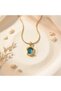 Stainless Steel Turquoise Stone Vintage Necklace 40+5 cm |   Gold Women's Necklace - 2
