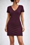 Women's Short Sleeve Short Viscose Two-Thread Dress with Lace Detail on the Back