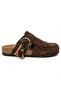 Women's Mc420 Genuine Suede Leather Tasseled Orthopedic Clog Cork Sole Slippers