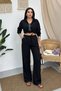 Women's Top and Bottom Set Summer Pocket Detailed Lace-Up Loose Pants Shirt Two-Piece Set