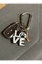 Love Themed Keychain with Dog Paw Design - Black and White - 2