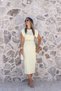 Yellow Straight Cut Slim Belted Dress