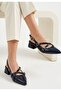 Siwan Navy Blue Patent Leather Heeled Shoes - 3