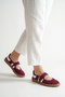 Women's Suede Look Strappy Mary Jane Casual Sneaker Burgundy - 2