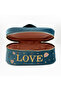 Blue Love Embroidered Velvet Makeup Bag & Organizer 25X17.5X11 cm - 6