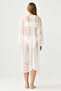 Lace Detail Front Tie Long Beach Dress White - 3