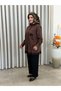 Lace-Detail Brooched Shirt Brown - 3