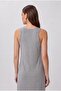 Gray Combed Cotton Long Summer Women's Dress - 7