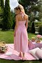 Women's Square Neck Lace-Up Gingham Midi Dress 26091 - 4