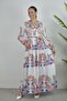 Msn Tie Detailed Floral V-Neck Maxi Dress - 3