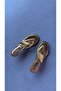 Arel Gold Wrinkled Leather Flip Flops with Heels