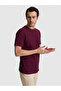 Burgundy Slim Fit Pure Cotton Thin Ribbed Crew Neck T-Shirt 50328374-Vr014 - 3