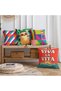 Double-Sided Suede Colorful Geometric and Sloth Animal Pattern Throw Pillow Covers Set of 4 - Decorative Pillowcases with Viva La Vita Text