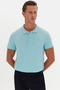 Ds Damat Regular Fit Aqua 100% Cotton Long Lasting Non-Curling Polo Collar Embroidered T-Shirt - 6