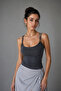 Women's Anthracite Slim Fit Blouse with Accessory Detail and Rope Straps - 5