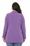 Plus Size Mono Collar Double Breasted Pleated Sleeves Lilac Unlined Women's Jacket - 3