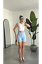 Women's Light Blue High Waist Jean Lycra Stretch Shorts – Basic Denim Shorts Daily Comfortable Fit Summer Jeans - 4