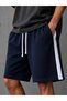 Men's Striped Detail Comfortable Cut Baggy Shorts - 3