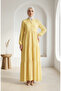 Aerobin Fabric Buttoned Layered Hijab Dress 4124-09 Yellow