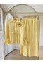 Women's Two-Piece Suit with Hijab Skirt, Brooch Detail, Gathered Waist, Stylish Daily Office and Event Combination, Yellow - 3