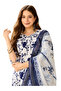 White-Blue Silk Blend Kurta Set with Jacquard Organza Dupatta - HRT6182 - 3
