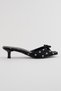 Amelie Black Polka Dot Bow Detailed Heeled Slippers