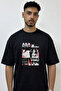 Asa Mitaka Yoru Design Printed Oversize Black T-Shirt