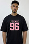 Jennie 96 Design Printed Oversize Black T-Shirt