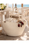 Women's Large Size Handmade Straw-Looking Knitted Beach Bag – 57X30 cm Large Volume Summer Bag with Shoulder Strap and Scarf Detail - 5