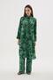 Women's Long Sleeve Long Shirt Dark Green Trousers Set C7T8N512