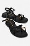 Women's Sandals with Crossed Straps between the Toes Black Yanki