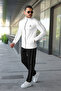 Men's White Stripe Detailed Embroidered Regular Fit Diving Fabric Tracksuit Set