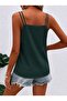 Women's Strappy Double-Breasted Collared Sandy Blouse with Pleated Detail - 3