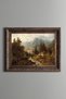 Mountain Landscape with Fisherman in the Forest - Vintage Patterned Painting - Thick Model