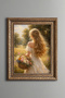 Girl with a Flower Basket – Vintage Patterned Painting – Thick Model