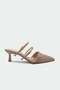 Lunax Buckle Women's Mink Heeled Slippers
