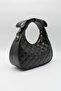 Women's Black Quilted Patterned Bow Design Detailed Crossbody Hand and Shoulder Bag