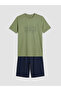 Green Regular Fit Printed Men's Shorts Pajama Set - 5