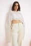 White Plain Boat Neck Sleeveless Woven Chiffon Party Blouse Beach Wear Blouse Pareo over Blouse - 2