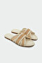 Otina Straw Detailed Women's Ecru Flat Slippers