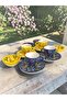 Decorative 4-Person Tulip Design Fully Handmade Coffee Cup Set and Snack Bowl-Sauce Bowl