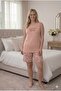 Women's Milan Fabric Large Size Curve Printed Patterned Shorts Pajama Set