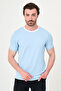 Plain Slim Fit Crew Neck Short Sleeve Men's T-Shirt Blue - 36891.26Y