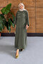 Women's Floral Patterned Linen Hijab Dress - 3