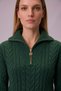 Women's Hair Knitted Half Zipper Bato Collar Wool Knitwear Sweater Khaki