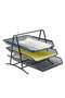 Hi-Range Desk Deposit Tray 3 Layer A4 Metal Office Desk Organiser Paper Mesh Document Basket - 3